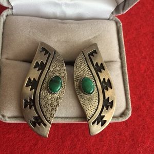 Malachite stone  silver earring